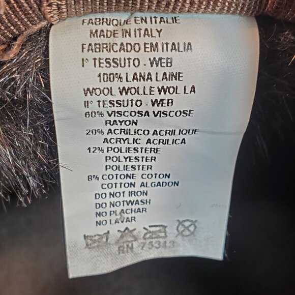 Da-Me Women's Brown Wool Hat w/ Faux Fur Trim. Made in Italy. 23" - Picture 9 of 10